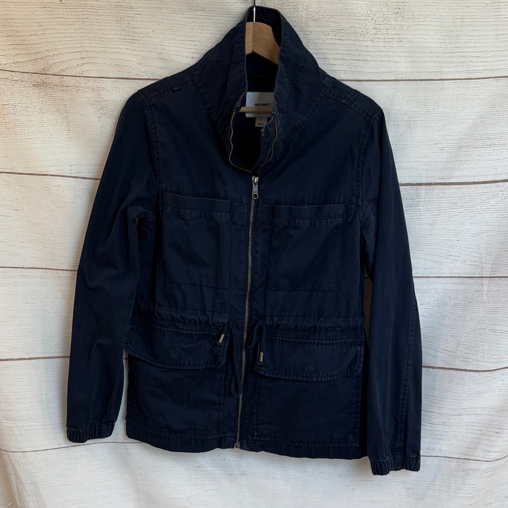 Gently used women's Old Navy blue navy field utility jacket size Medium
